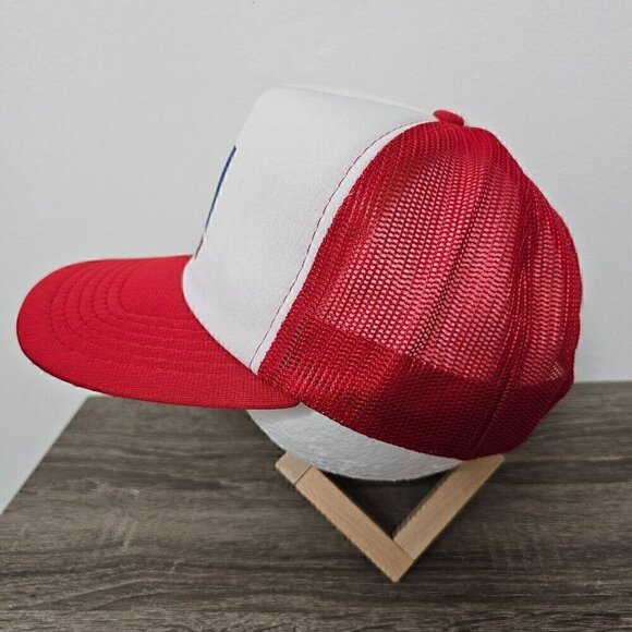 Vintage  Red McGINNIS Hat Cap Adjustable Trucker Snapback Mesh Devant & Visiere - Picture 4 of 14